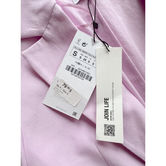 NWT ZARA Lilac Purple Viscose Cotton Linen Blend Single Breasted Blazer, Size S - Picture 13 of 16